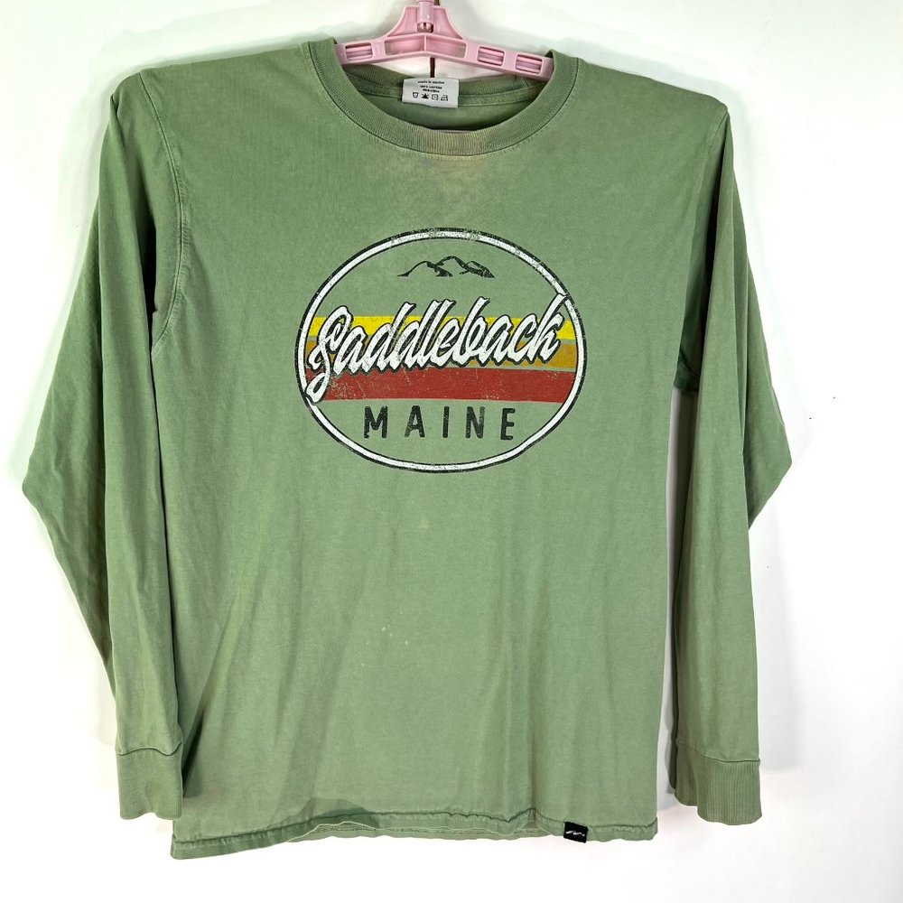 Vintage Saddleback Maine T Shirt Adult Size S Green Distressed Tech Styles Tag